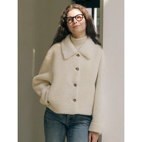 Shearing eco fur cropped mustang jacket_Ivory