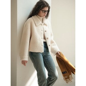 Shearing eco fur cropped mustang jacket_Ivory