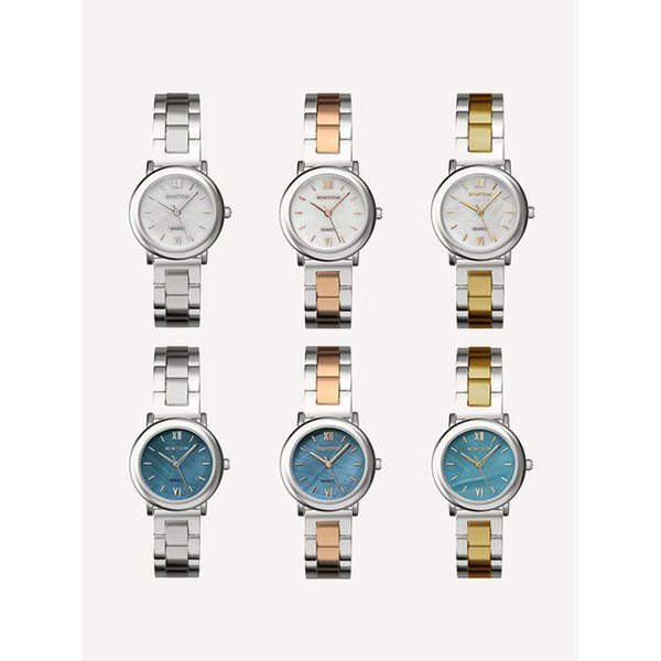 원형 자개 메탈 손목 시계 마레