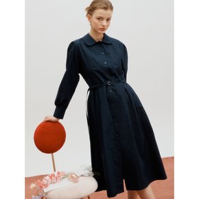 Pintuck cotton dress - Navy