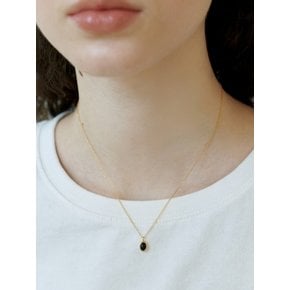 [Silver] Mini Oval Onyx Necklace