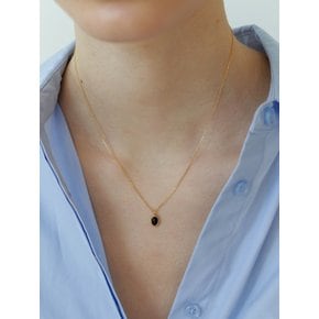 [Silver] Mini Oval Onyx Necklace