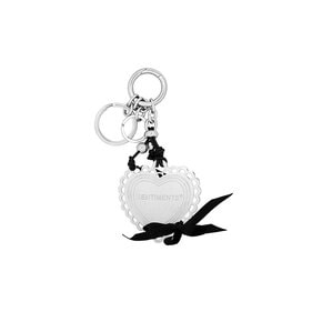 NO.525 [SILVER] HEART RIBBON LACE KEY RING