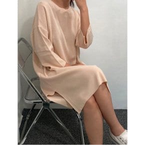 라운드넥 루즈핏 배색 데일리 심플 트임 원피스  WIBAOP023 _P356436673