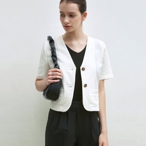 얀13 NOCOLLAR HALF SLEEVE JACKET_IVORY