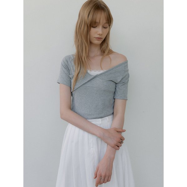 deep V-neck raglan T-shirt (melange gray) orc 6017