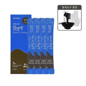 물염색 시즌2 프리미엄 새치 커버 염색약 미디엄 브라운 4회분+염색볼200ml외 도구