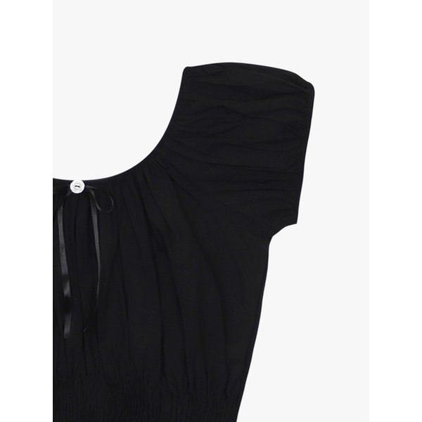 SMOCKED PUFF BLOUSE_BLACK