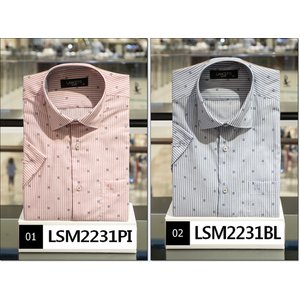 란체티 스트라이프 여름 반소매 일반핏 셔츠 LSM2231PI/BL