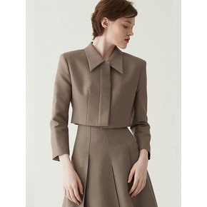 Cropped Wool Blend Tailored Jacket - Camel