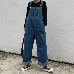 여자 데일리룩 캐주얼 데님 오버롤 팬츠