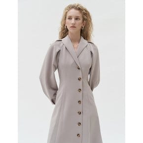 TTF SHAWL COLLAR VOLUME DRESS BEIGE