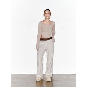 RIBBED KNIT PANTS (OATMEAL)