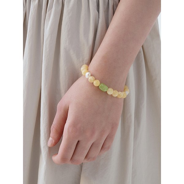 925 Lemon Sherbet Color Gemstone Bracelet