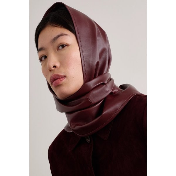 누어 해무어 버건디 가죽 헤드스카프 46376663162989292