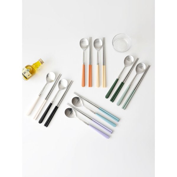 [1+1 2인세트] 카모메키친 국산 베르베 수저세트 커트러리 숟가락 2개 젓가락 2개