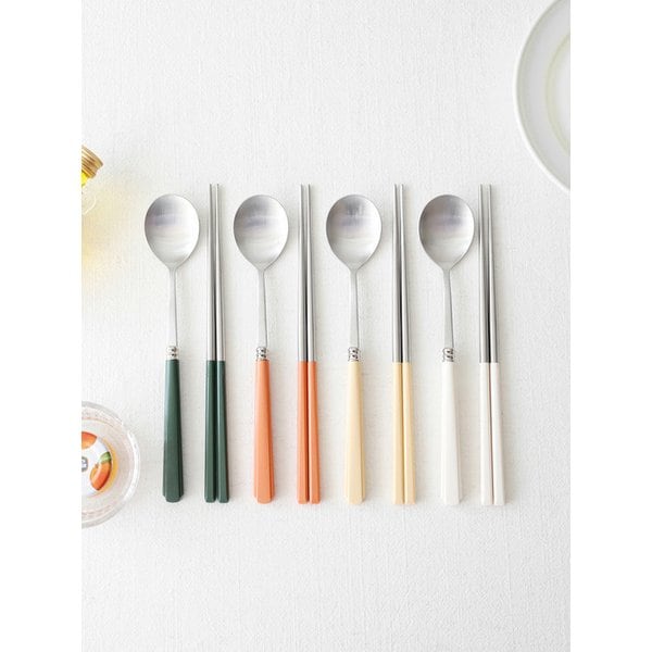 [1+1 2인세트] 카모메키친 국산 베르베 수저세트 커트러리 숟가락 2개 젓가락 2개