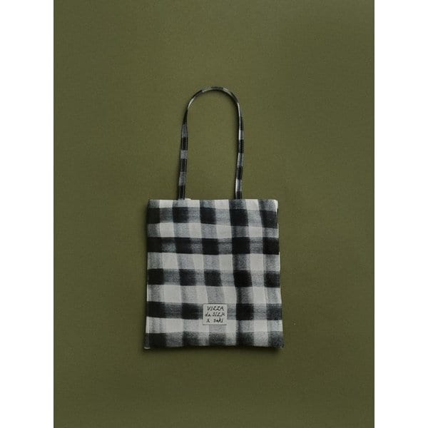Painted check silk bag - saki limited edition