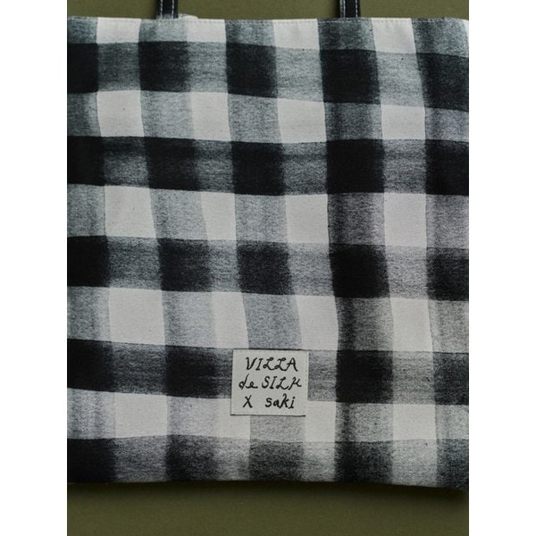 Painted check silk bag - saki limited edition