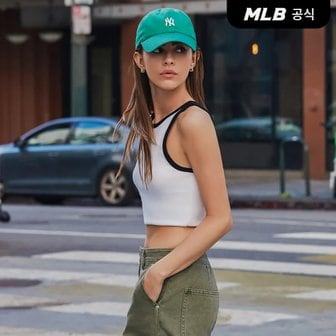 MLB [코리아공식] 여성 베이직 스몰로고 골지 링거 크롭 나시티 NY (White)