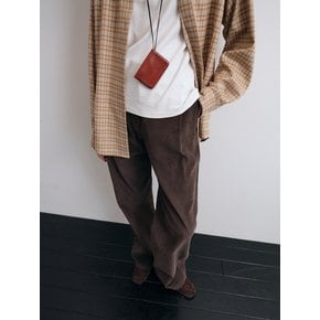 One-tuck Corduroy Wide Pants (Brown)