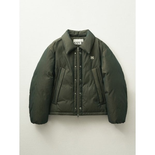 레체 투 톤 덕 다운 패딩_글리터 그린 브라운