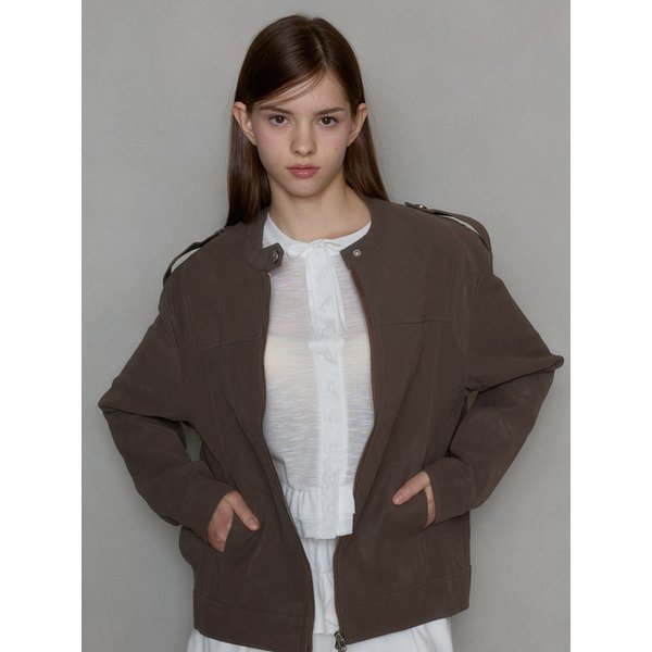 SIREN SYNTHETIC LEATHER RIDER JUMPER_BROWN