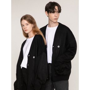 [UNISEX]스몰 도트 도로잉스마일 자수 니트 가디건_4color