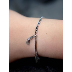 HR 132B_Tassel Half & Half Chain Bracelet