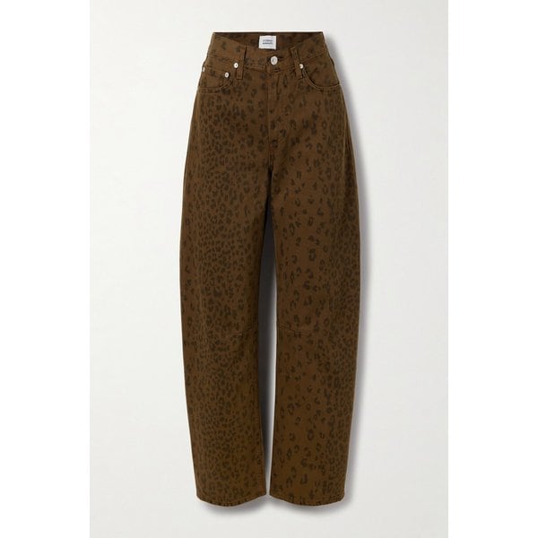 미로 롱 레오파드 프린트 미드라이즈 배럴 진 46376663162940670