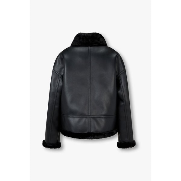 여성 플랩 포켓 페이크 레더 자켓 A425310514000