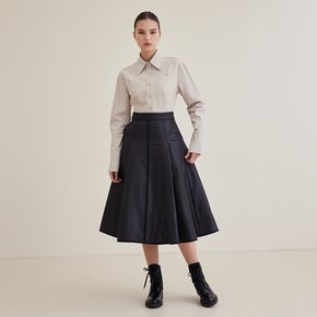 A-line Padding Midi Skirt- Black