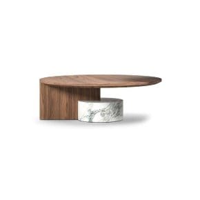 [Cassina 공식수입원] Sengu Low Table, D90 x H30 (White Marble/Walnut)