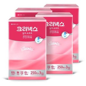 크리넥스 실크 소프트 미용티슈 250매 3입 4팩