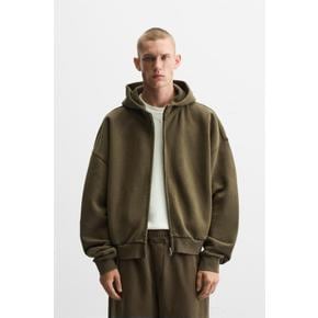 크롭핏 후드 스웨트셔츠 3854/390 DARK KHAKI