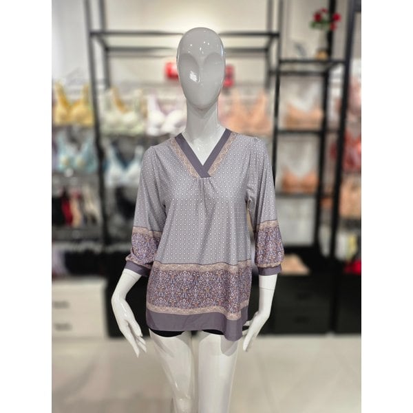 [시흥점] S 비너스 ) 기하 보더 나염 여성 홈웨어 상의 [VEV3882F-OR]