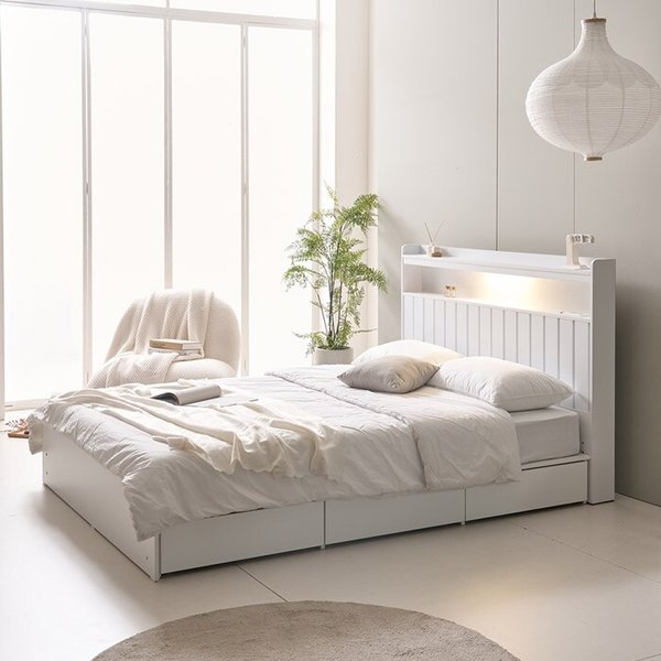 [보루네오] 아르메 브릭스 LED 수납형 침대 Q 매트리스 제외 (수도권무배)