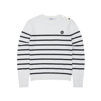 MARTINE GOLF [정상가 258000원]여성 스트라이프 라운드 니트 화이트 (Q0B230531)