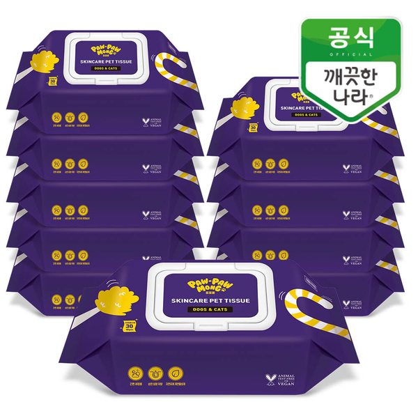 포포몽 스킨케어 펫티슈 휴대용 30매x10팩