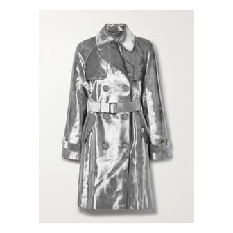 마이클코어스 Belted Double-breasted Metallic Calf Hair Trench Coat 실버 43769801095728185
