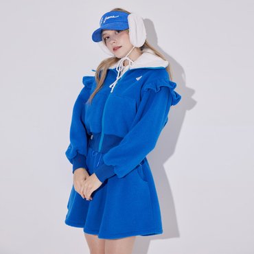 제이제인 여성 골프웨어 제이제인 후리스 프릴 집업 세트 (Blue)