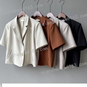 여성 캐주얼 반팔 숏 자켓 여름 슬림 정장 블레이저 ~4XL