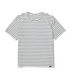 큘 THE MODERN SHORT SLEEVE TEE- CREAM/NAVY PINSTRIPE