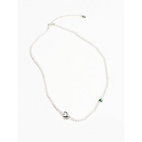 Cute heart pearl choker necklace (실버진주쵸커목걸이)