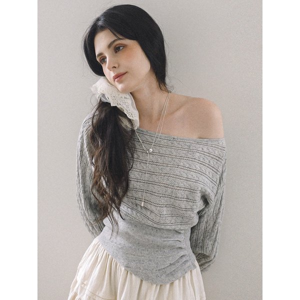 [BEST/MD추천]허리 버튼 셔링 포인트 오프숄더 러블리 니트 상의 2colors