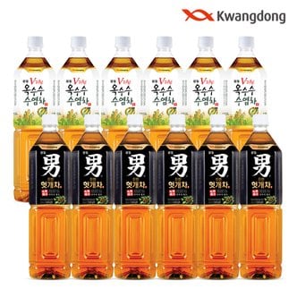 광동 [무료배송] 광동 옥수수수염차 1.5L x 6pet + 광동 헛개차 1.5L x 6pet