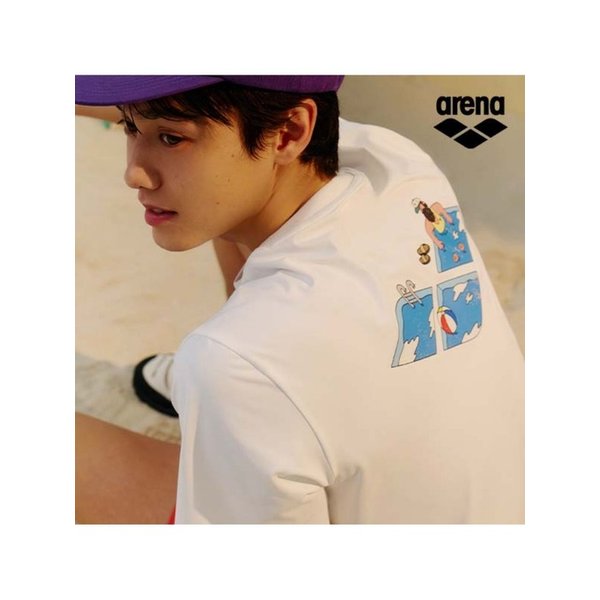 ARENA x 전황일 유니 숏슬리브 래쉬가드 A6BC1RR91WHT