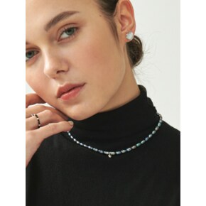 Lovingball Black Fresh-water-pearl Silver Necklace In387 [Silver]