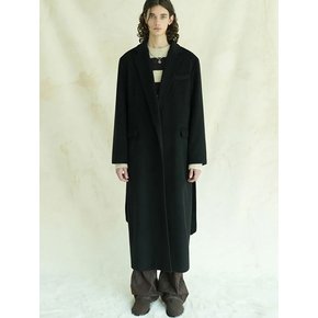 슈퍼 롱 유니섹스 모던 로브 코트 블랙