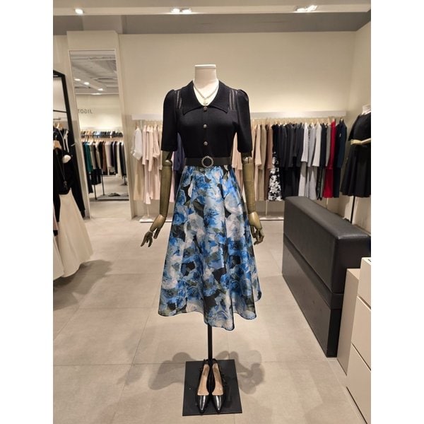 [파주점] 새틴 배색 니트 플레어 원피스 JS4B0OP301